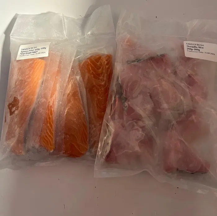 Sealed packs of fish